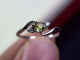 0.56ct Engagement Ring Round Cut Green Peridot Swirl Trilogy 14k White Gold Over