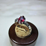 1.6ct Pear Pink Ruby Vintage Inspired Filigree Solitaire Ring 14k WhiteGold Over