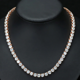 30 Ct Round Cut VVS1/D Diamond Tennis Necklace Solid 14K Rose Gold Over