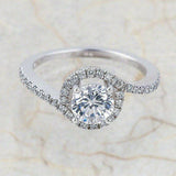 2Ct Round Cut VVS1/D Diamond Swirl Solitaire Engagement Ring 18K White Gold Over