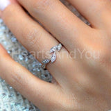 0.3ct Round Cut Moissanite Petal Leaf Women Wedding Band 14k Yellow Gold Plated