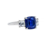 2ct Cushion Cut Blue Sapphire Engagement Ring Diamond Trilogy 14k WhiteGold Over