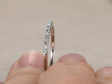 0.7ct Round Cut Blue Aquamarine Wedding Band Half Eternity 14k White Gold Finish