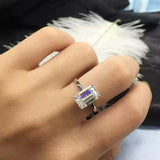 1.4ct Engagement Ring Emerald Cut Diamond Solitaire Design 14k White Gold Finish