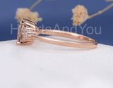 1ct Cushion Cut Simulated Peach Morganite Round Accents Ring 14k RoseGold Plated