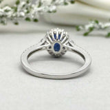 2.3ct Engagement Ring Oval Cut Sapphire Diamond Accent Halo 14k WhiteGold Finish