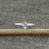 0.5ct Engagement Ring Princess Cut Blue Aquamarine Solitaire 14k White Gold Over
