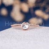0.5ct Round Cut Moissanite Bezel Solitaire Engagement Ring 14k Rose Gold Plated