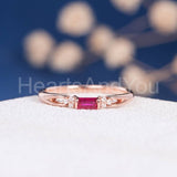 0.2ct Baguette Cut Simulated Pink Ruby Minimalist Ring 14k Rose Gold Plated