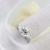 2ct Asscher Cut Diamond Tapered Baguette Accent Ring Trilogy 14k White Gold Over