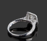 2ct Asscher Diamond Engagement Ring Round Accent Dual Halo 14k White Gold Finish