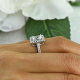 1ct Radiant Cut Diamond Vintage Rectangle Engagement Ring 14k White Gold Finish
