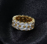 5Ct Round Cut Diamond Two Row Eternity Wedding Ring Band 14K Yellow Gold Finish