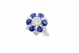 4Ct Round Cut Blue Sapphire Floral Cocktail Engagement Ring 14K White Gold Over