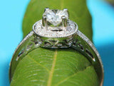 Halo Solitaire Engagement Ring 1.7ct Round Cut Diamond 14k White Gold Finish