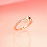 1ct Engagement Ring Round Cut Blue Sapphire Flower Design 14k Rose Gold Finish