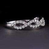 2Ct Round Cut Diamond Infinity Design Wedding Ring Band 18K White Gold Finish