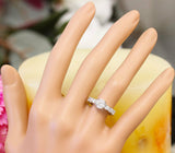 Engagement Ring 1.5ct Round Cut Diamond 6 Stones On Accent 14k White Gold Finish