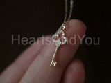 0.5ct Round Cut Moissanite Minimalist Key Pendant 14k YellowGold Plated NO CHAIN