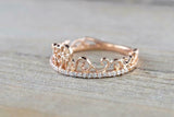 1ct Round Cut Diamond Engagement Ring 14k Rose Gold Finish Crown Tiara Milgrain