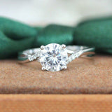 1.1Ct Round Cut Diamond Twist Split Shank Solitaire Ring 14K White Gold Finish