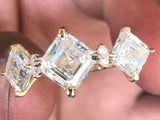 2.5ct Asscher Simulated Diamond Three Stone Engagement Ring 14k WhiteGold Plated