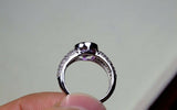 2.3ct Round Cut Purple Amethyst Solitaire Cluster Accent Ring 14k WhiteGold Over