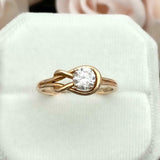 0.5ct Engagement Ring Round Cut Diamond Knot Split Shank 14k Yellow Gold Finish