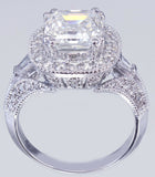 Halo Antique Vintage Engagement Ring 3ct Asscher Cut Diamond 14k White Gold Over
