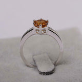 2.1ct Round Cut Yellow Citrine Solitaire with Accent Ring 14k White Gold Finish