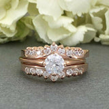 Princess Crown Bridal Engagement Ring 2ct Round Cut Diamond 14k Rose Gold Finish