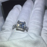 5Ct Princess Diamond Iced Gatsby Cocktail Engagement Ring 18K White Gold Finish