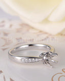0.2ct Round Stone Ring Setting Round Simulated Semi Mount 14k White Gold Plated