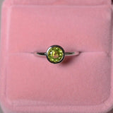 2ct Round Cut Green Peridot Engagement Ring 14k WhiteGold Finish Bezel Solitaire