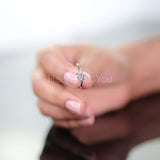 0.2ct Round Cut Moissanite Thin Dainty Minimal Women Ring 14k White Gold Plated