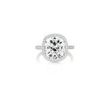 5Ct Cushion Cut Diamond Halo Solitaire Engagement Ring 18K White Gold Finish