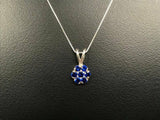 1.6ct Blue Sapphire Pendant Round Cut Cluster 14k White Gold Finish NO CHAIN