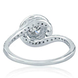 1.2ct Round Cut Diamond Engagement Ring Twist Swirl Halo 14k White Gold Finish