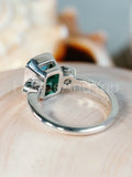 2.2ct Green Emerald Simulated Three Stone Engagement Ring 14k White Gold Plated