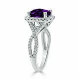 2Ct Cushion Cut Purple Amethyst Split Band Engagement Ring 18K White Gold Finish
