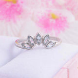 1.5ct Marquise Cut Blue Aquamarine Engagement Ring Five Stone 14k WhiteGold Over