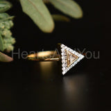 0.6ct Trillion Simulated Morganite Halo Engagement Ring 14K Yellow Gold Plated