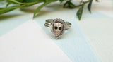 1.5ct Pear Cut Peach Morganite Engagement Ring 14k WhiteGold Over Trio Set Women