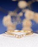 0.12ct Round Cut Moissanite Curved Minimalist Wedding Band 14k White Gold Plated