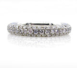 3Ct Round Brilliant Cut Diamond 3 Row Iced Eternity Band 18K White Gold Finish