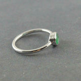1ct Oval Green Emerald Bezel Set Solitaire Engagement Ring 14k White Gold Finish