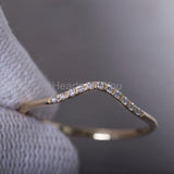 0.15ct Round Moissanite Curved Anniversary Engagement Ring 14K YellowGold Plated