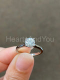 0.3ct Round Cut Moissanite Hidden Halo Engagement Ring 14k White Gold Plated