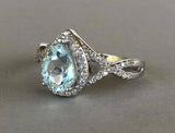 2ct Pear Cut Blue Aquamarine Halo Infinity Engagement Ring 14k White Gold Finish