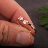 Leaf Solitaire Engagement Ring 1ct Round Cut VVS1D Diamond 14k Rose Gold Finish